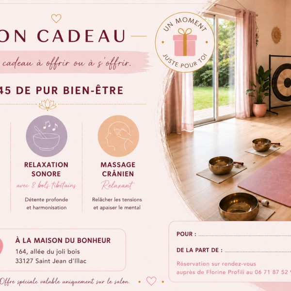 Bon cadeau 1h45 Yoga aérien sonore et cranien